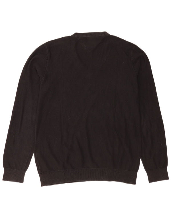 Maglione maglione con scollo a V da uomo Tommy Hilfiger XL in cotone nero