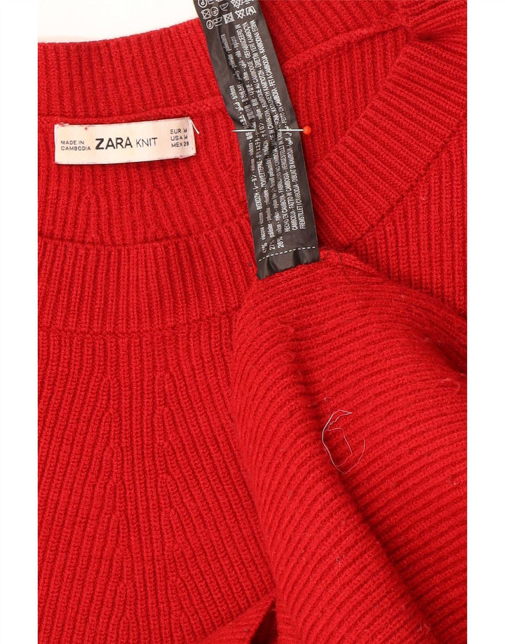 Maglione maglione oversize con scollo a barca da donna Zara UK 14 Viscosa rossa media