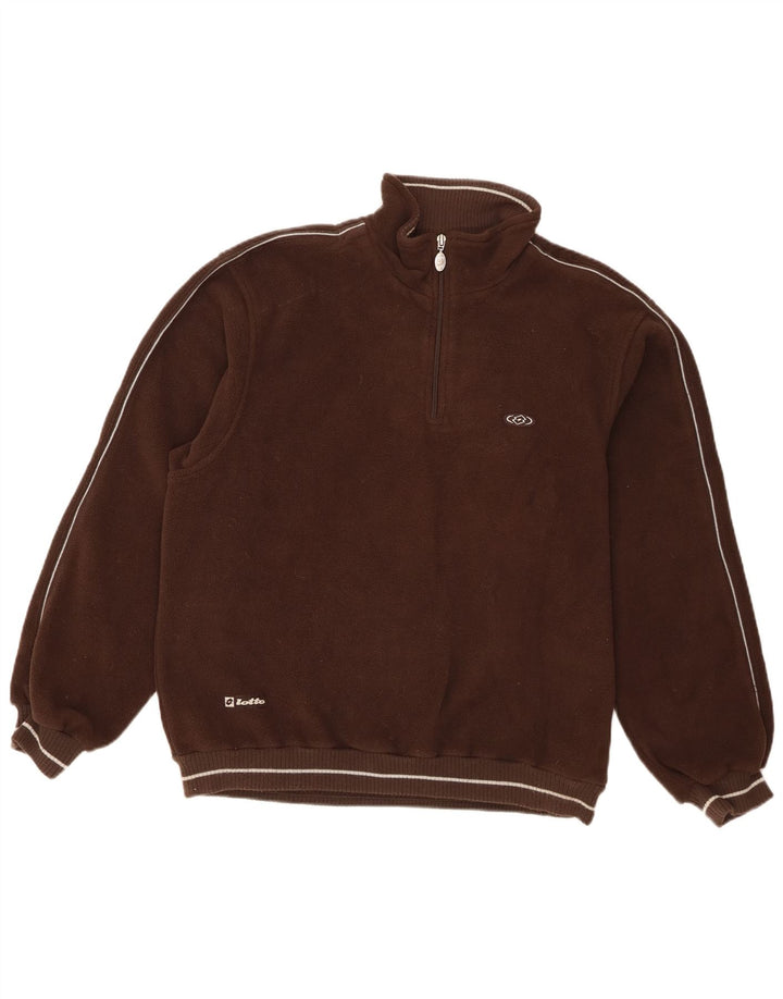 Maglione in pile da uomo Lotto con zip e collo in poliestere marrone medio