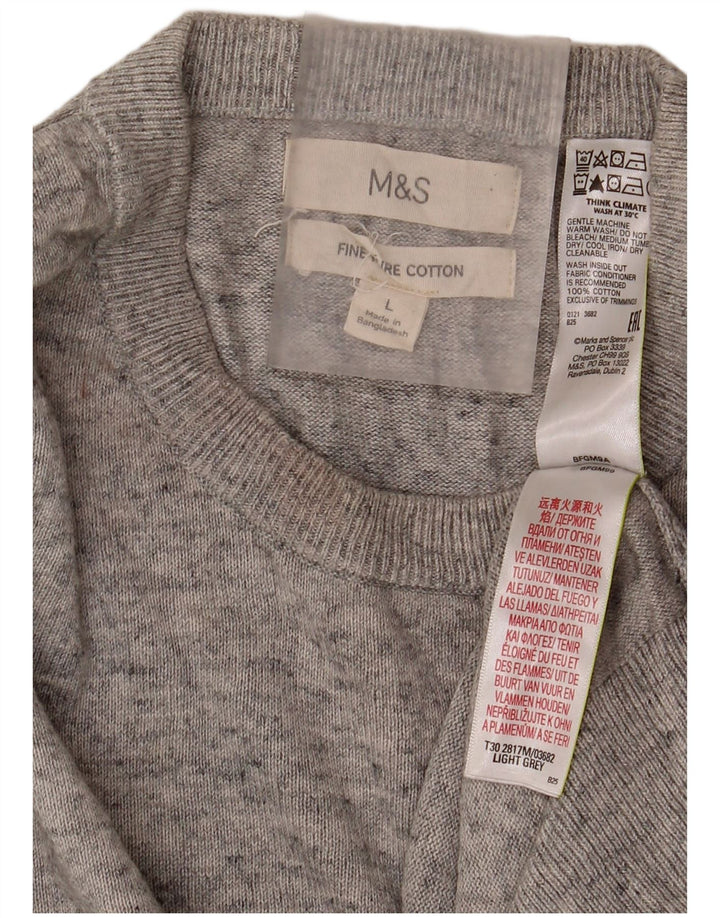 Maglione maglione girocollo da uomo Marks & Spencer grande cotone chiazzato grigio