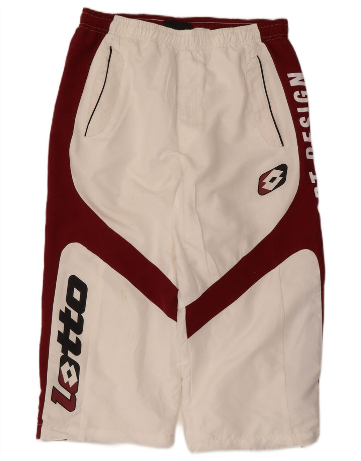 Pantaloncini sportivi grafici da uomo Lotto medi W32 L20 poliestere color block bianco