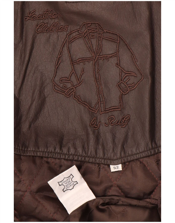 Giacca in pelle vintage da uomo IT 52 XL in pelle marrone