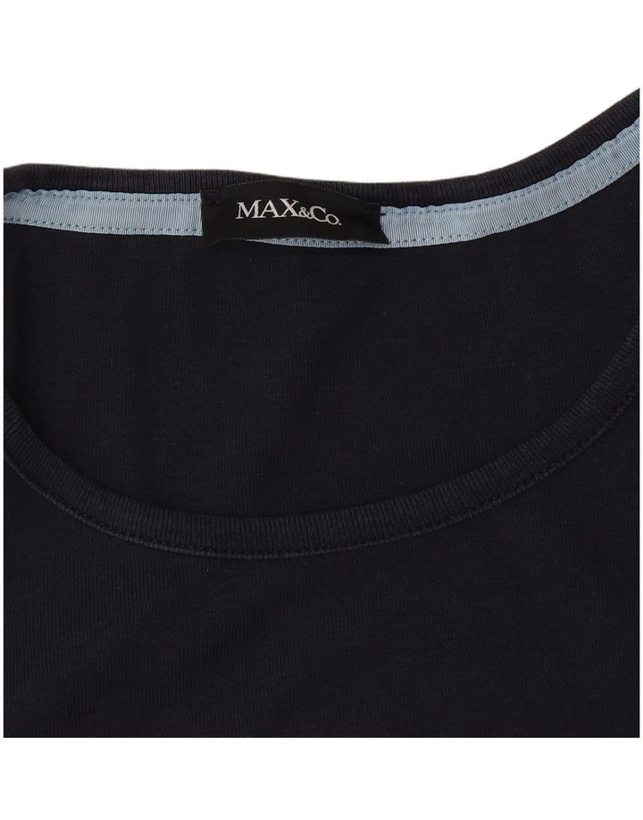 Max & Co. T-shirt grafica da donna Top UK 10 Small Blu Navy