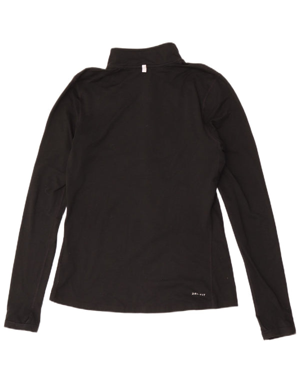 Nike Womens Dri Fit Zip Neck Pullover Tracksuit Top UK 10 Small Black