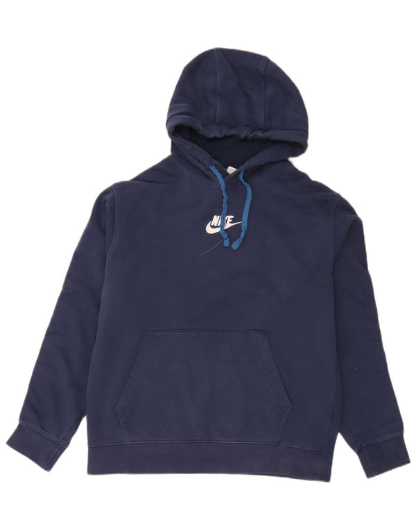 Nike Mens Graphic Hoodie Jumper Medium Navy Blue Colourblock Cotton