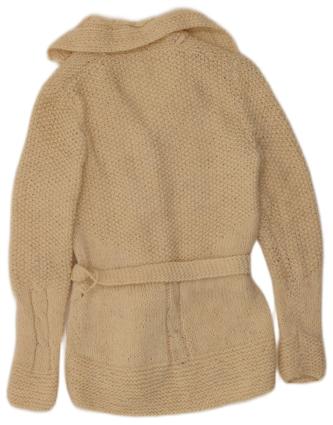 Maglione cardigan da donna vintage UK 12 medio bianco sporco