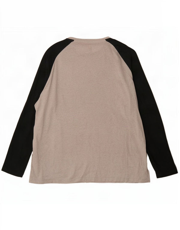 Fat Face Top da uomo a maniche lunghe 2XL in cotone color block grigio