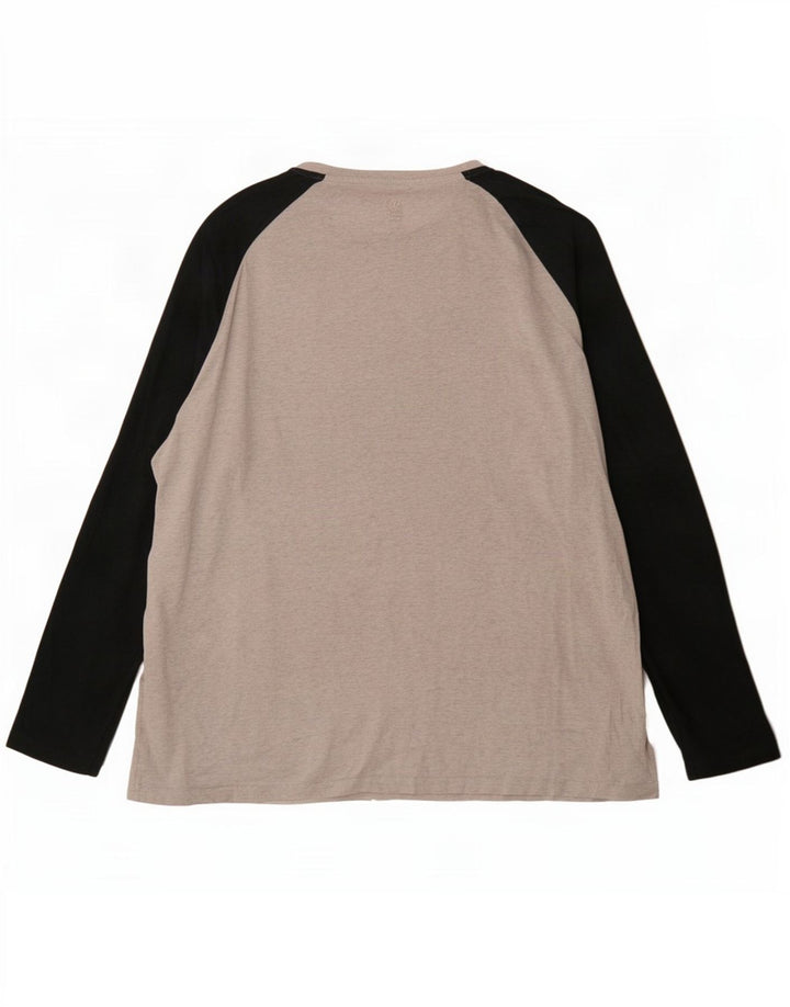 Fat Face Top da uomo a maniche lunghe 2XL in cotone color block grigio