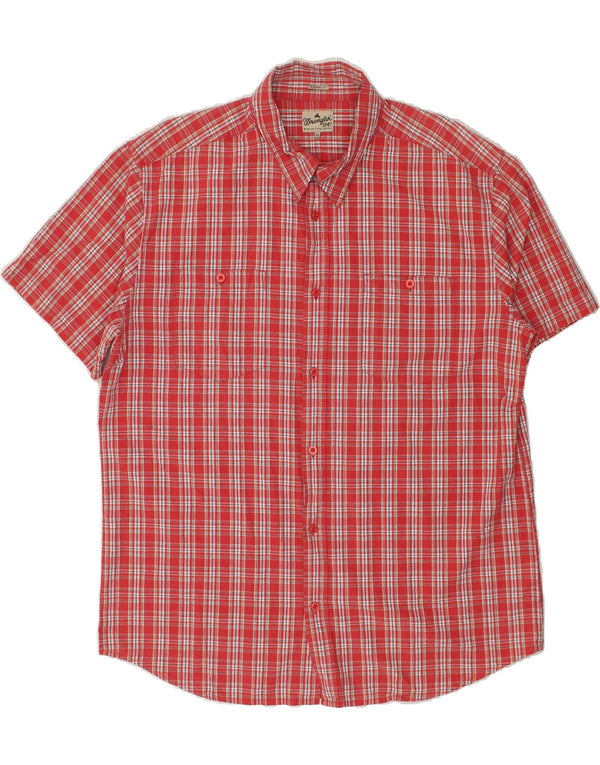 Camicia a maniche corte da uomo WRANGLER 2XL in cotone a quadri rossi