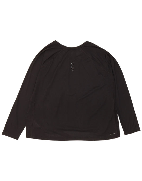Nike Dri Fit Top manica lunga da donna UK 22 3XL poliestere nero
