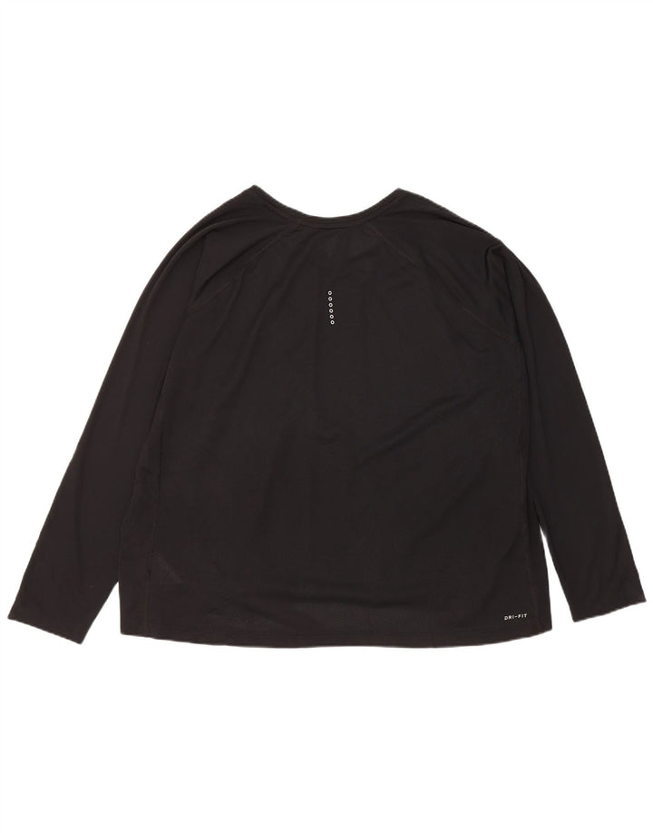 Nike Dri Fit Top manica lunga da donna UK 22 3XL poliestere nero