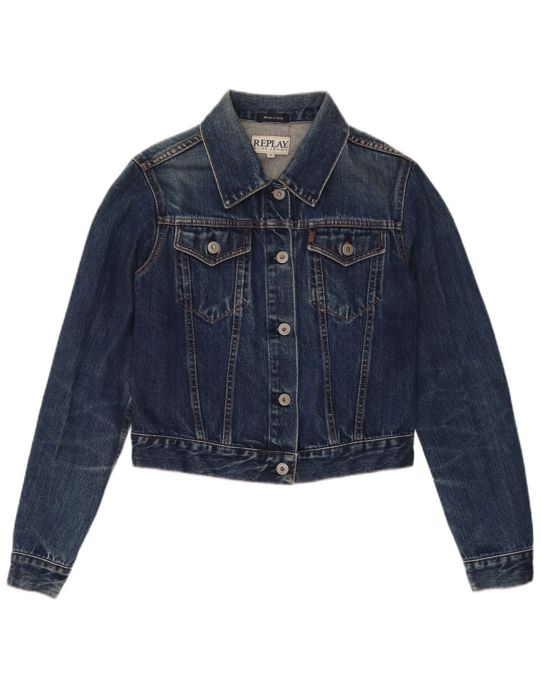 Giacca in denim corto da donna Replay UK 12 cotone blu medio