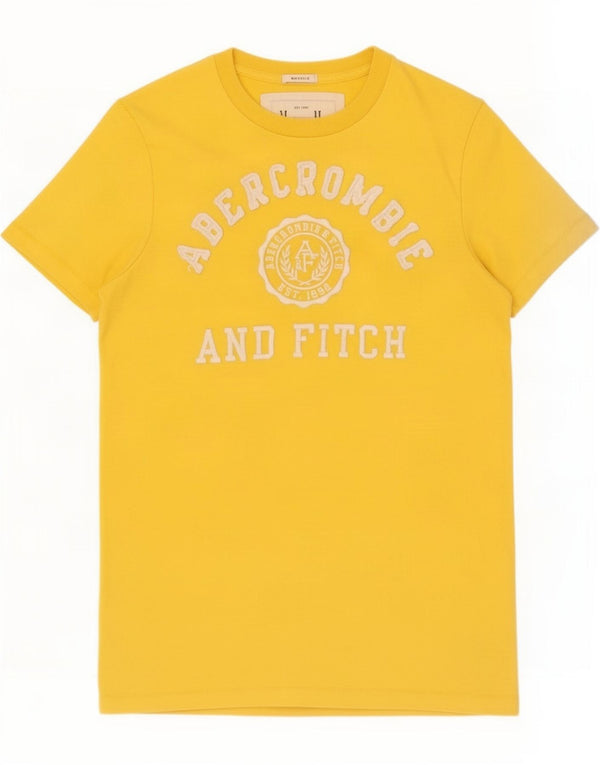 Abercrombie & Fitch Mens Muscle Graphic T-Shirt Top Small Yellow Cotton