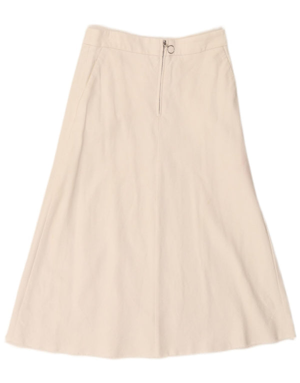 Gonna a trapezio a vita alta da donna Zara piccola W26 cotone bianco