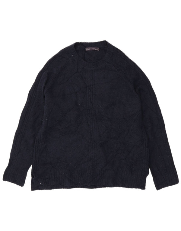Maglione maglione girocollo da donna Marks & Spencer UK 14 blu navy medio