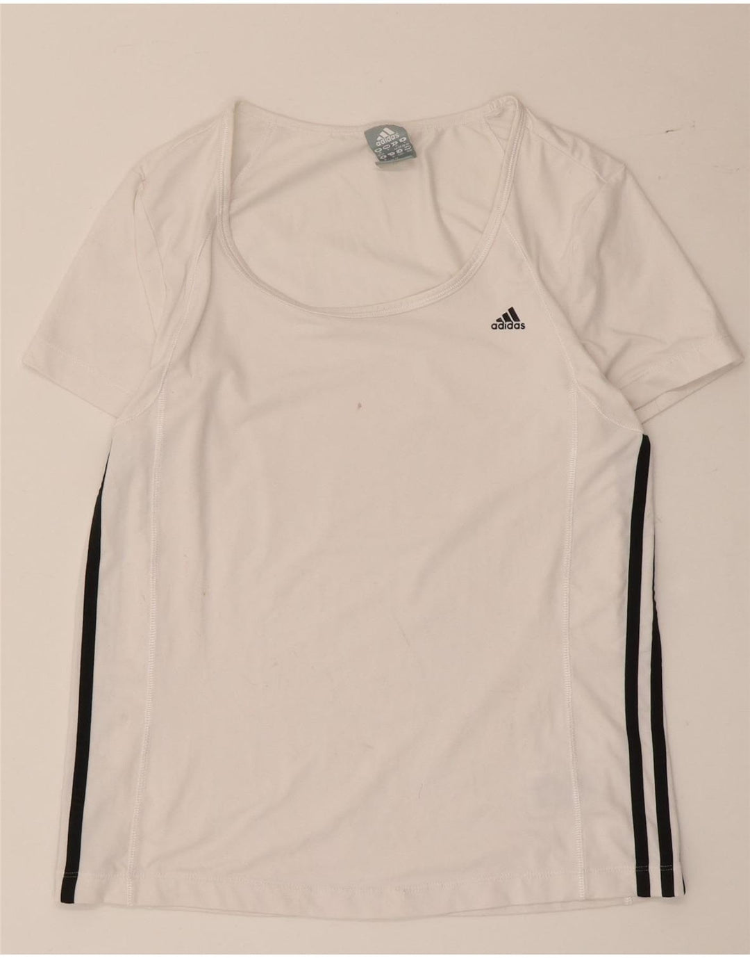 T-shirt da donna Adidas Top UK 12/14 poliestere color block bianco medio