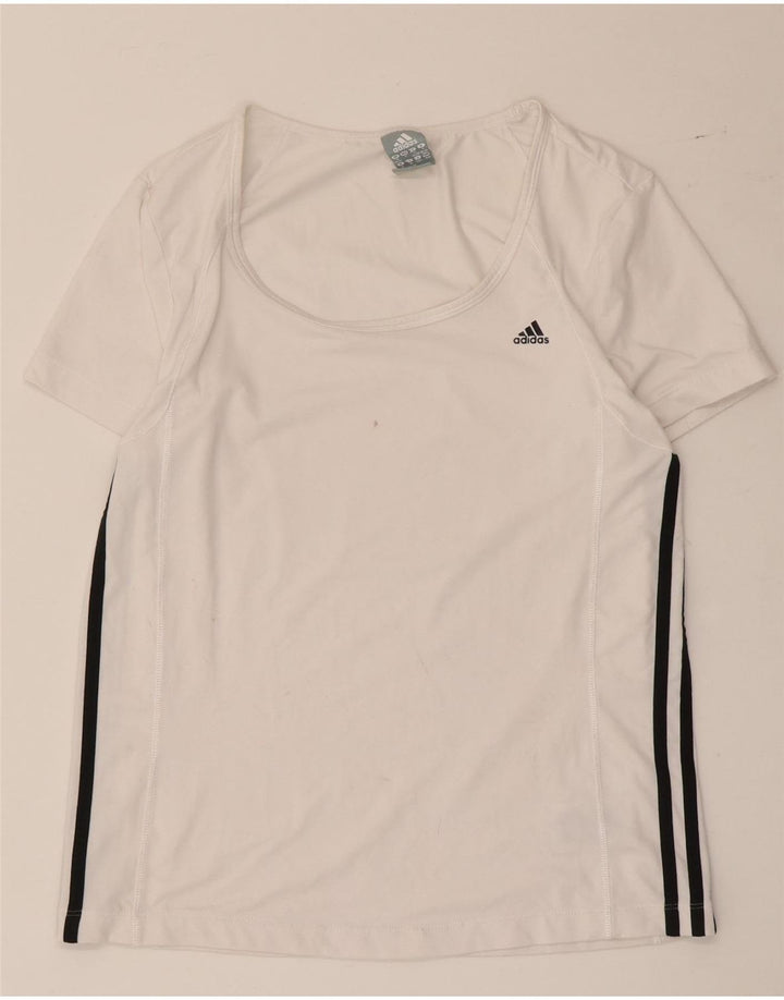T-shirt da donna Adidas Top UK 12/14 poliestere color block bianco medio