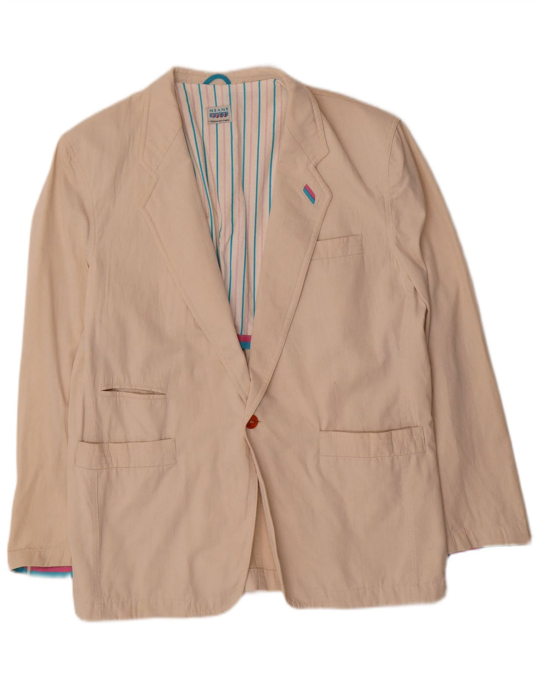 Giacca blazer vintage da uomo a 1 bottone EU 52 XL in cotone beige