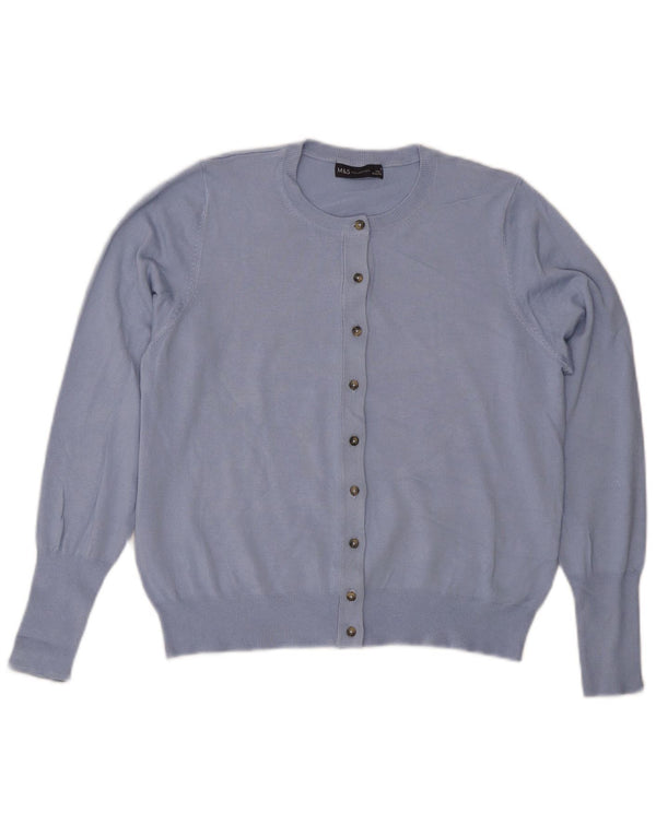 Maglione cardigan da donna Marks & Spencer UK 16 grande viscosa blu
