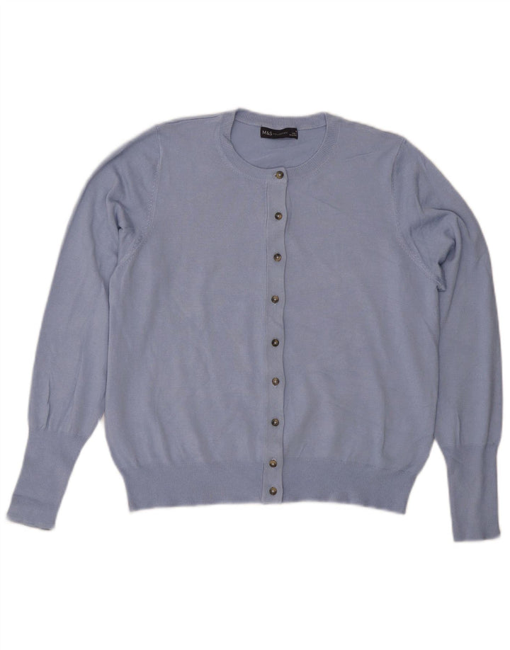 Maglione cardigan da donna Marks & Spencer UK 16 grande viscosa blu