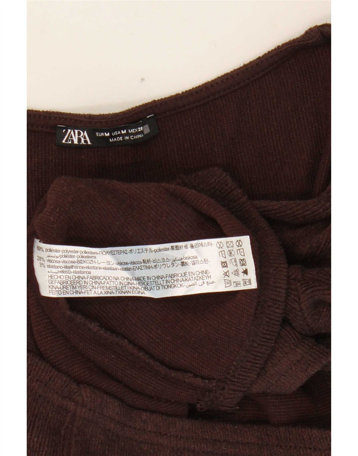Top corto da donna Zara a maniche lunghe UK 12 Poliestere marrone medio