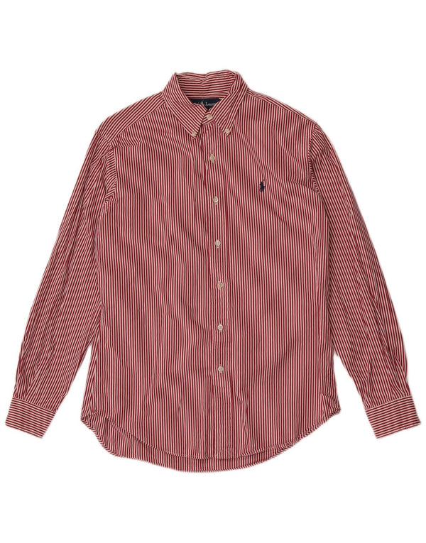 Camicia Ralph Lauren da uomo dalla vestibilità classica in cotone gessato rosso medio