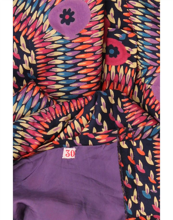 Abito vintage da donna a maniche lunghe a portafoglio UK 12 Medio multicolore geometrico
