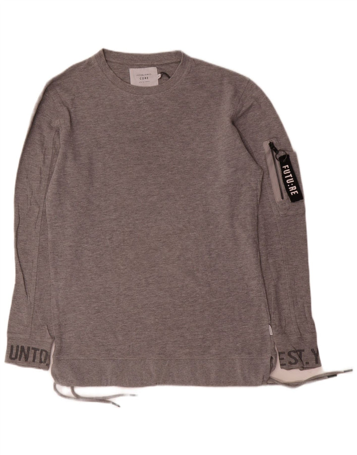 Jack & Jones Felpa con grafica da uomo Maglione piccolo in cotone grigio