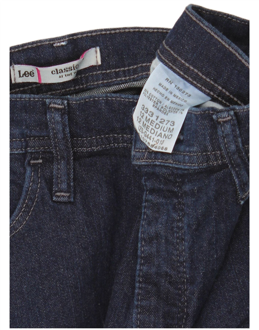 Jeans Capri classici a vita alta da donna Lee US 12 Large W30 L20 Blu Navy