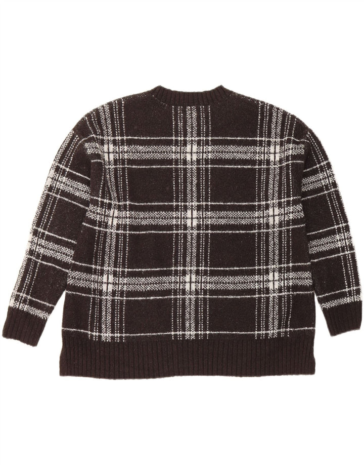 Maglione maglione girocollo da donna Marks & Spencer UK 16 grande plaid nero