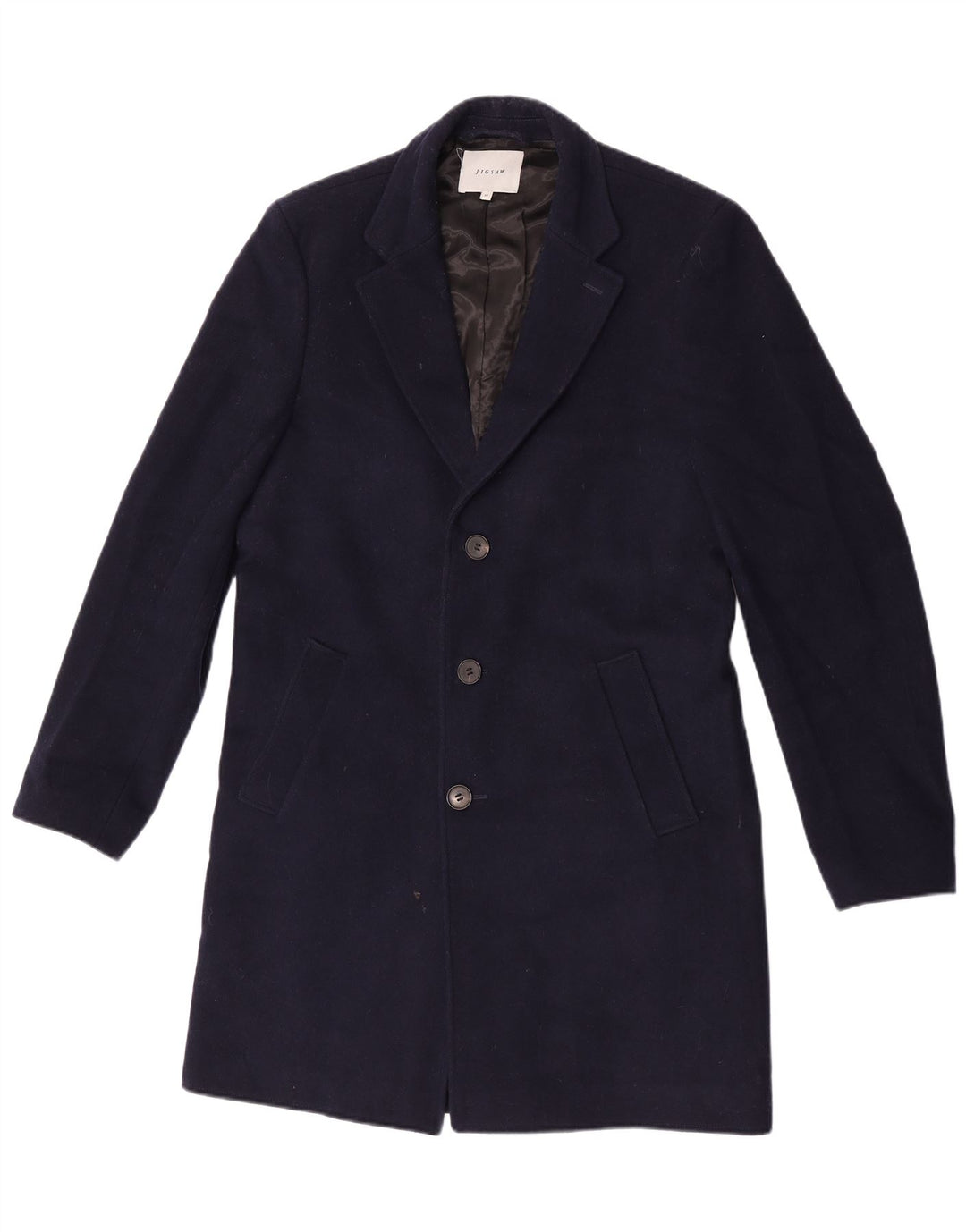 Cappotto da uomo Jigsaw UK 38 medio in lana blu navy