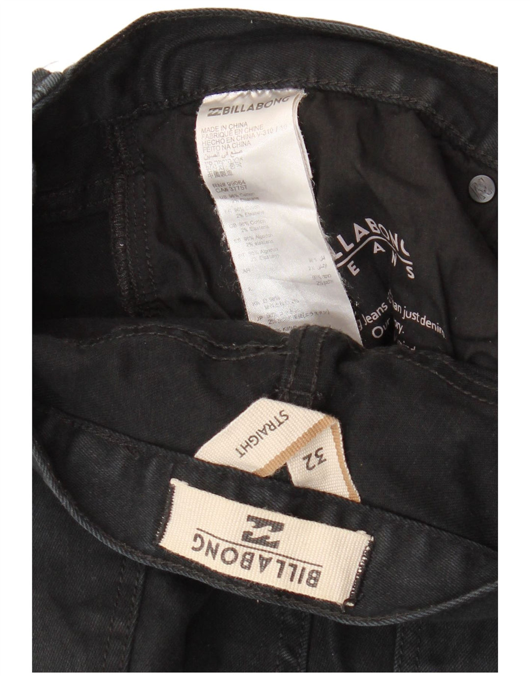 Jeans dritti da uomo BILLABONG W32 L29 cotone nero