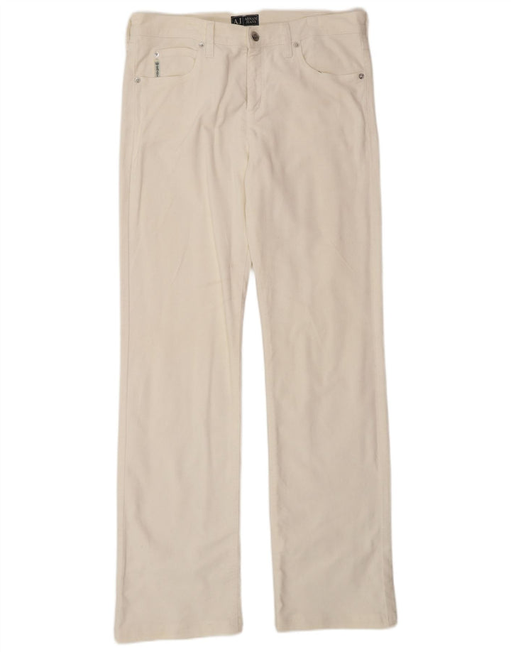 Pantaloni casual dritti da donna Armani W31 L32 in cotone bianco sporco