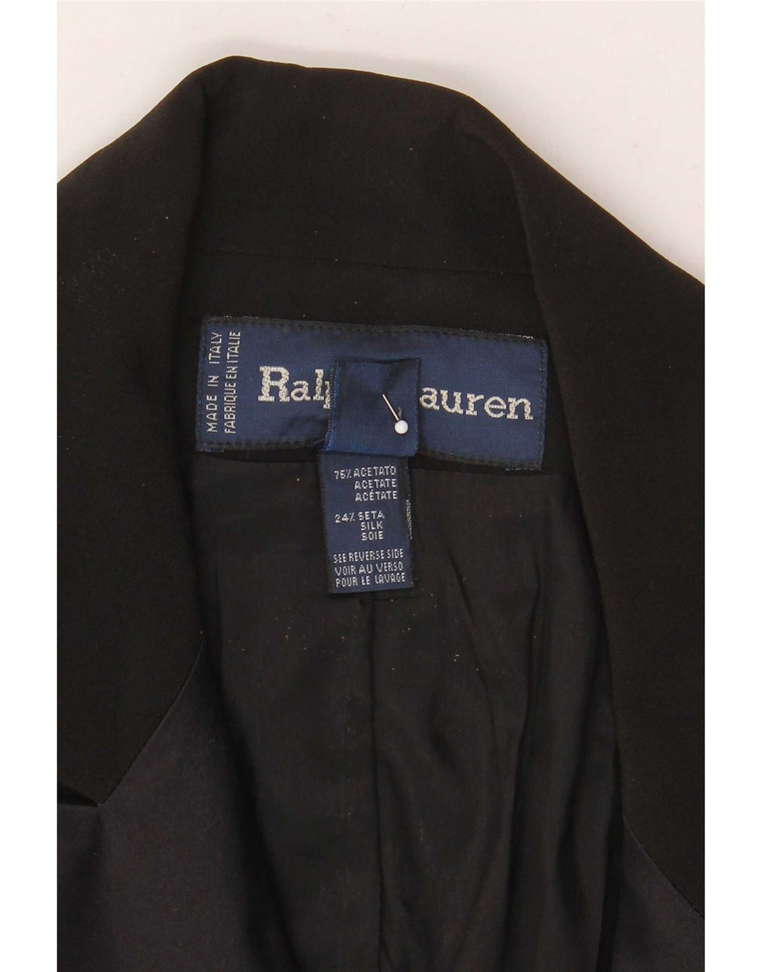 Cappotto doppiopetto da donna Ralph Lauren US 8 medio acetato nero