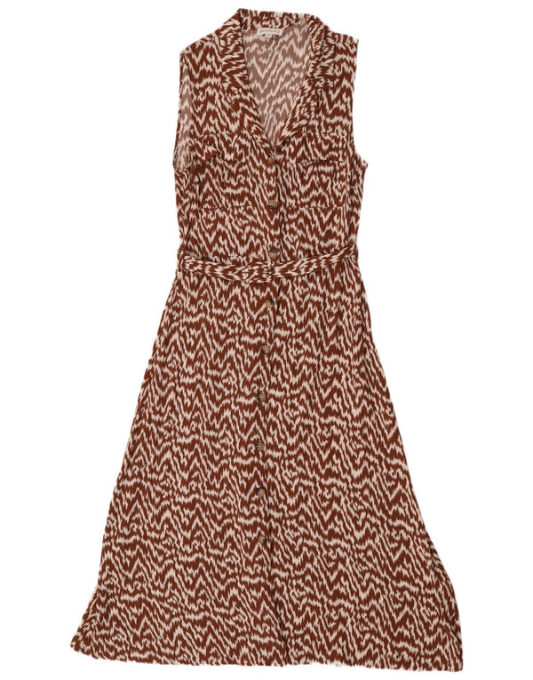 Abito lungo senza maniche da donna Warehouse UK 12 Stampa animalier marrone medio