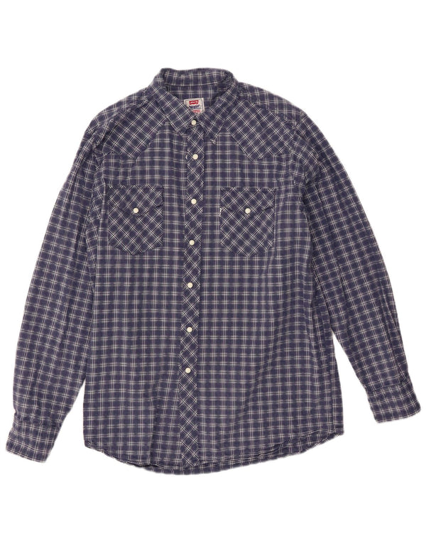 Camicia da uomo Levi's Large in cotone a quadri blu navy