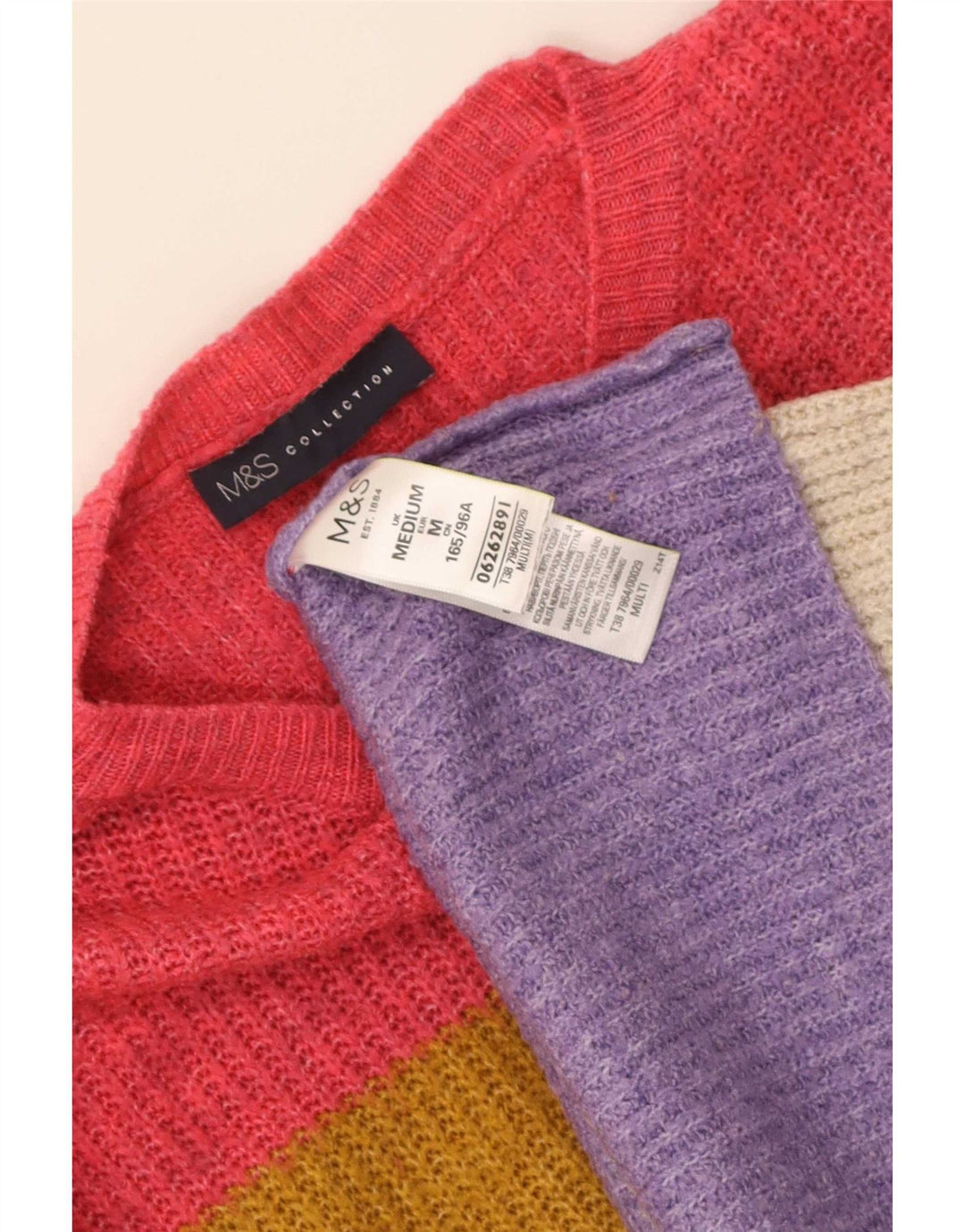 Maglione maglione con scollo a barca da donna Marks & Spencer UK 14 medio multicolore