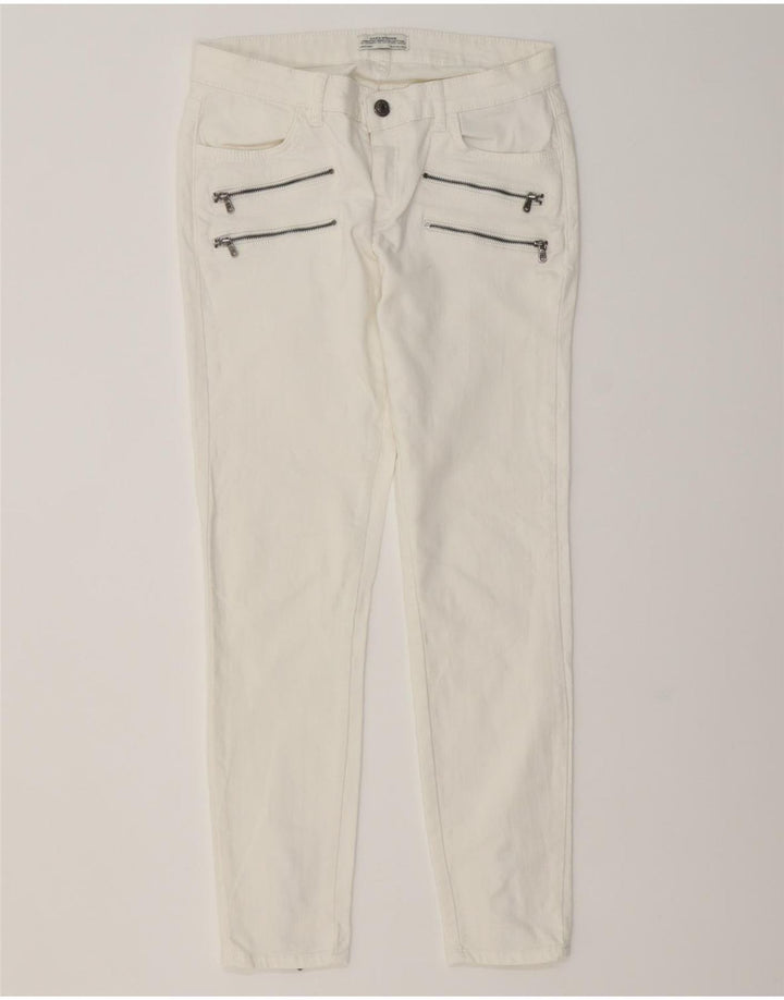 Jeans cargo slim da donna ZARA EU 38 Small W28 L27 cotone bianco
