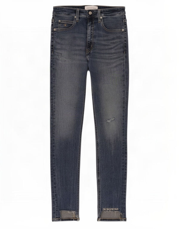 Calvin Klein Womens Distressed Skinny Jeans W30 L28 Blue Cotton