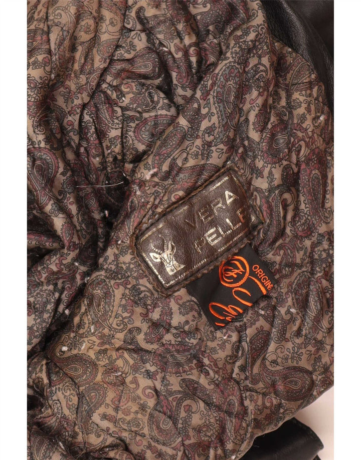Giacca in pelle vintage da donna UK 14 media nera