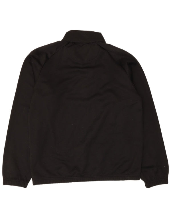 Felpa Kappa da uomo con zip e collo, maglione grande, nero, in poliestere