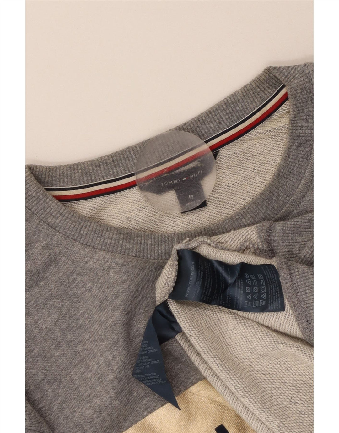 Tommy Hilfiger Uomo Felpa grafica Maglione Cotone chiazzato grigio medio