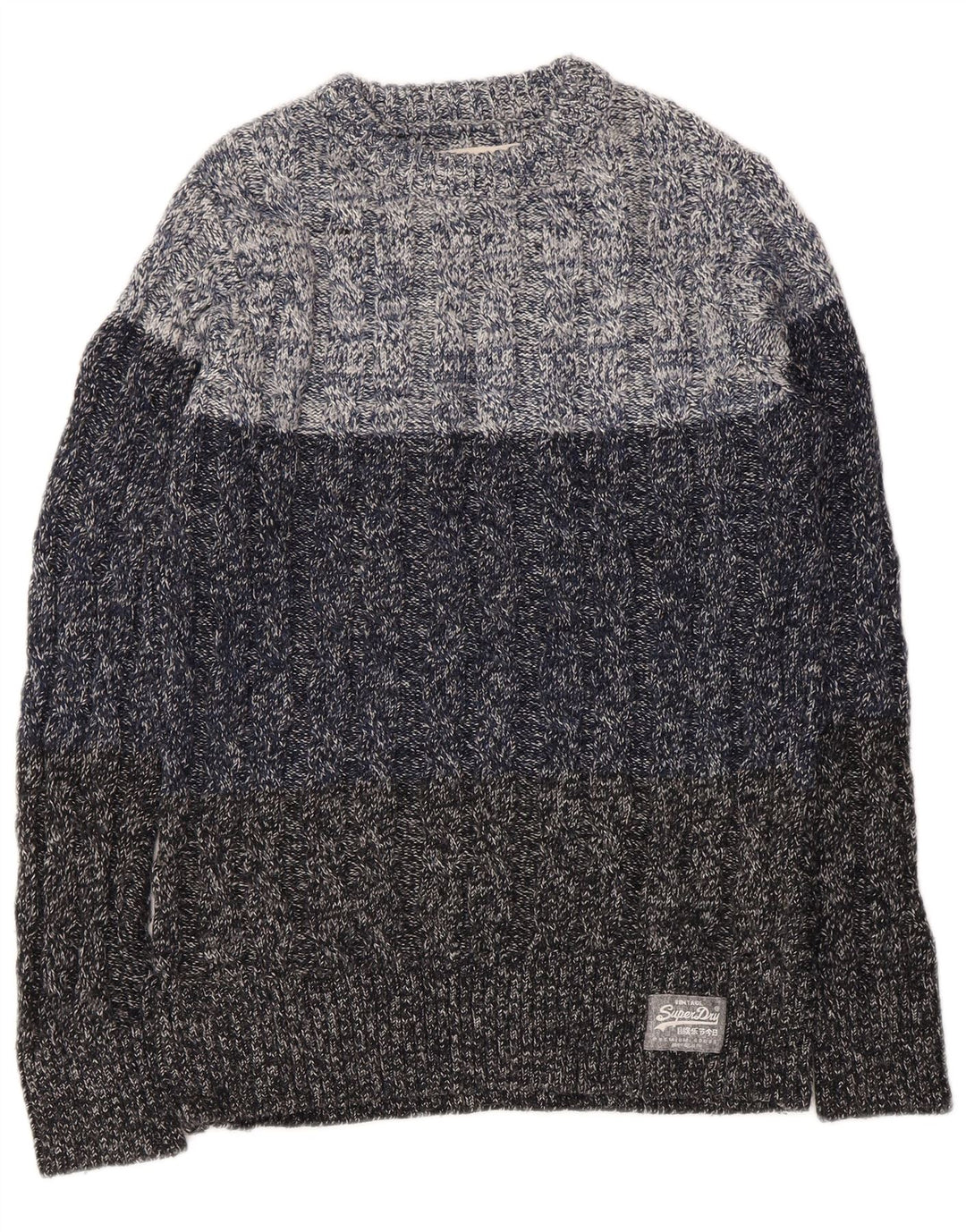 Maglione da uomo con scollo a barca Superdry Acrilico screziato blu navy medio
