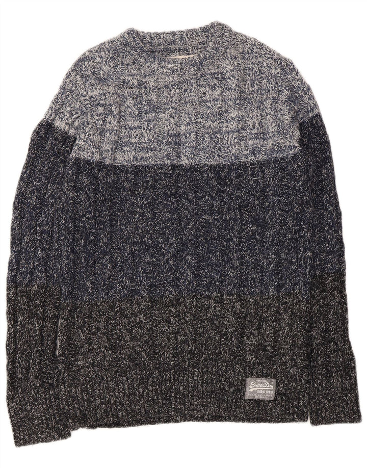 Maglione da uomo con scollo a barca Superdry Acrilico screziato blu navy medio