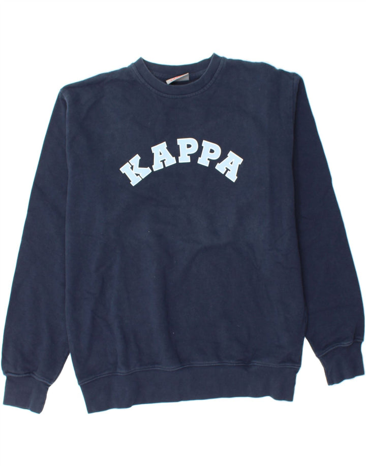 KAPPA Mens Graphic Sweatshirt Jumper Large Navy Blue Cotton Vintage Kappa and Second-Hand Kappa from Messina Hembry 