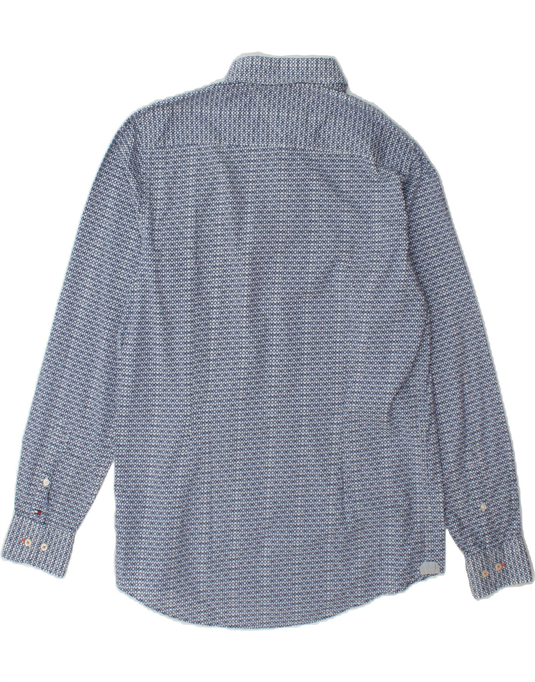 TOMMY HILFIGER Mens Slim Fit Shirt Medium Navy Blue Geometric Cotton Vintage Tommy Hilfiger and Second-Hand Tommy Hilfiger from Messina Hembry 