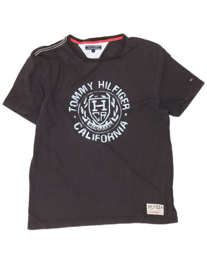 T-shirt grafica da uomo Tommy Hilfiger grande nera