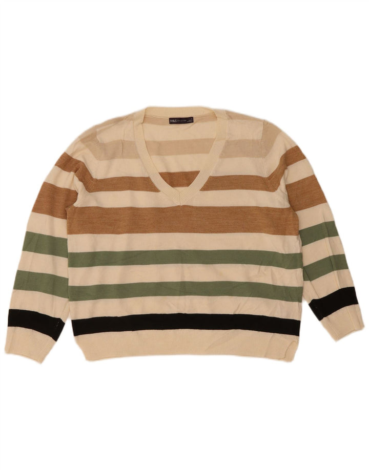 Maglione maglione con scollo a V da donna Marks & Spencer UK 16 grande multicolore