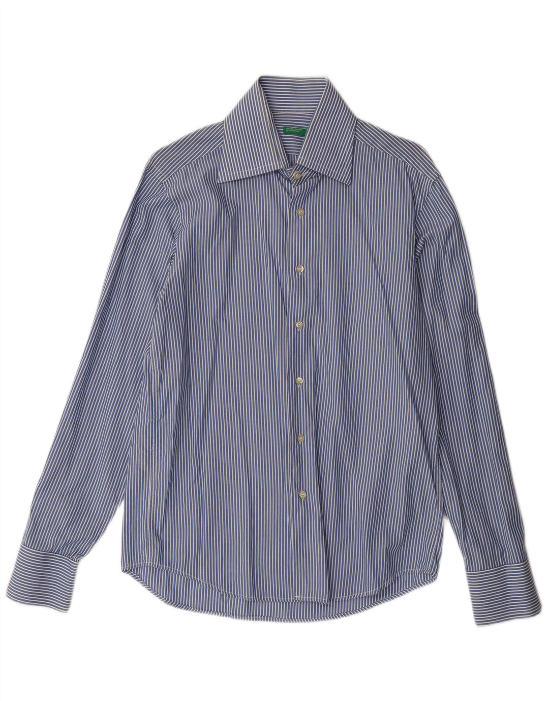 Camicia Uomo BENETTON Cotone Rigato Blu Medio