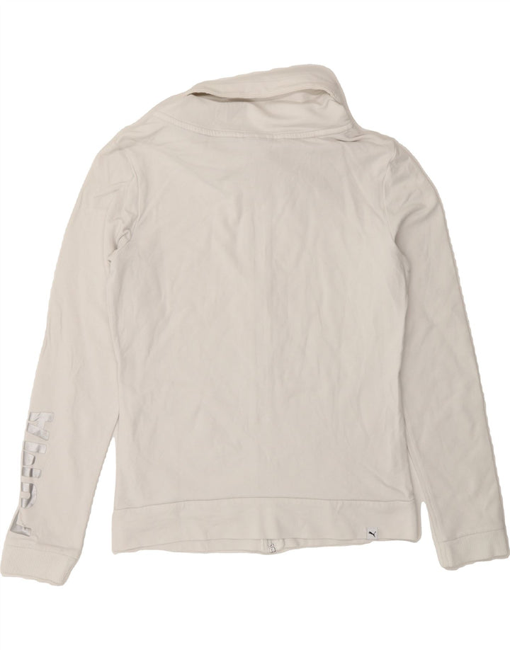 PUMA Womens Graphic Tracksuit Top Jacket UK 12 Medium  White Vintage Puma and Second-Hand Puma from Messina Hembry 